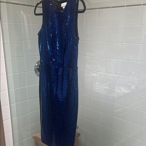 Calvin Klein Blue Sequin Midi Dress